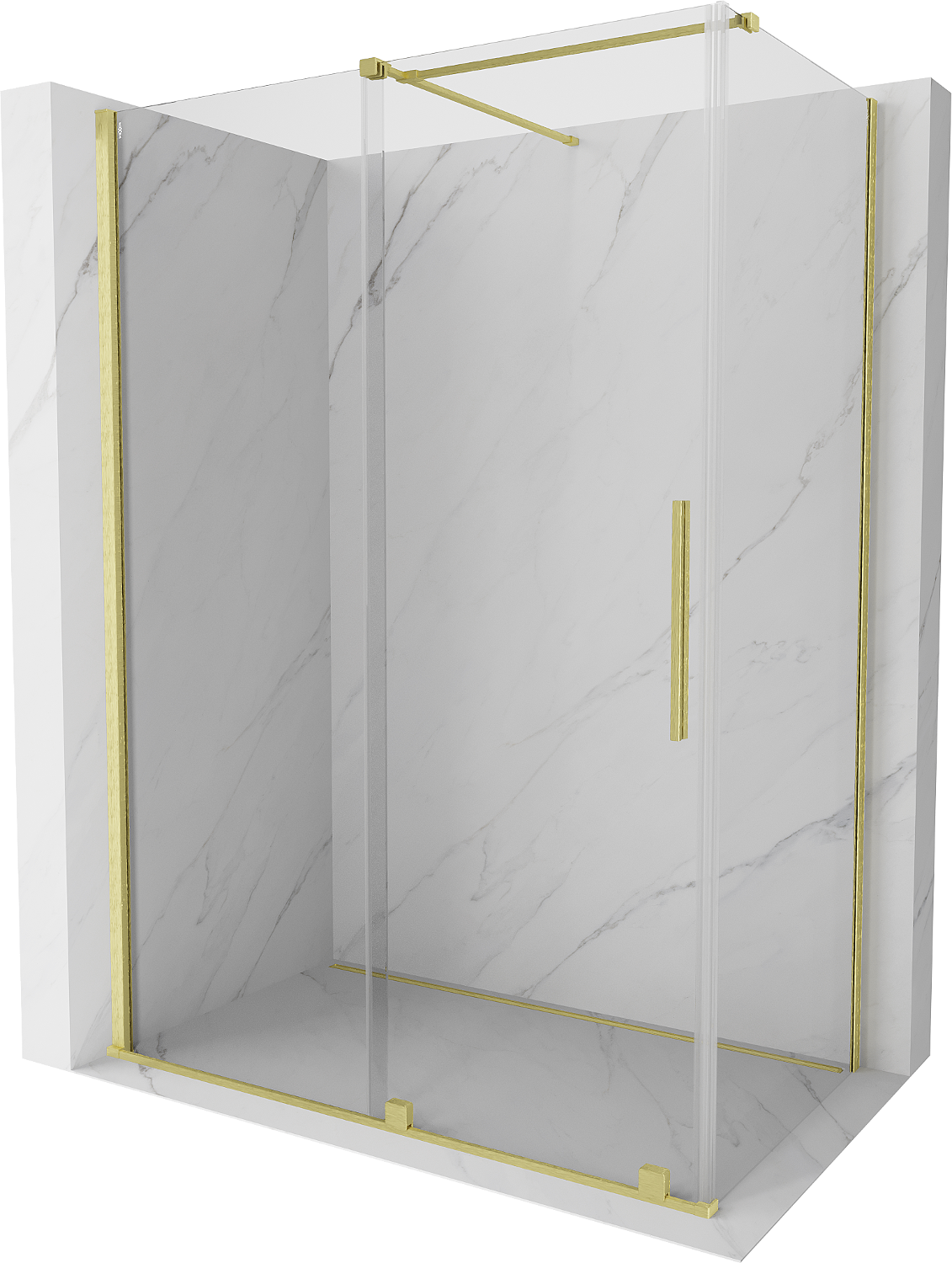 Mexen Velar kabina prysznicowa rozsuwana 130 x 75 cm, transparent, złota szczotkowana - 871-130-075-01-55