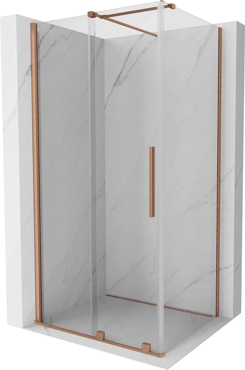 Mexen Velar kabina prysznicowa rozsuwana 100 x 75 cm, transparent, miedź szczotkowana - 871-100-075-01-65