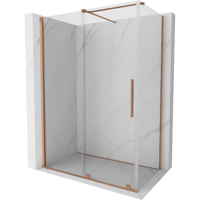 Mexen Velar kabina prysznicowa rozsuwana 140 x 70 cm, transparent, miedź szczotkowana - 871-140-070-01-65