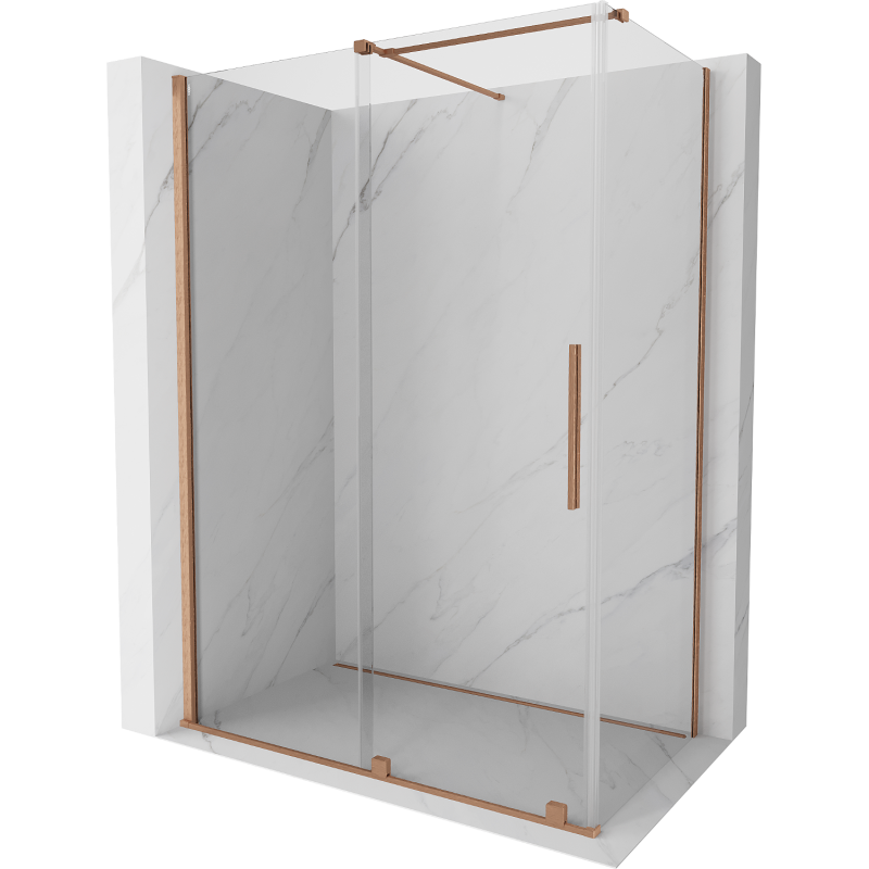 Mexen Velar kabina prysznicowa rozsuwana 160 x 100 cm, transparent, miedź szczotkowana - 871-160-100-01-65