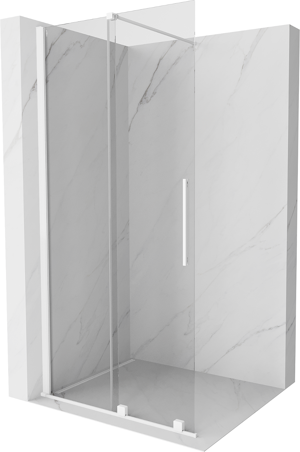 Mexen Velar ścianka prysznicowa rozsuwana Walk-in 110 x 200 cm, transparent 8 mm, biała - 871-110-000-03-20