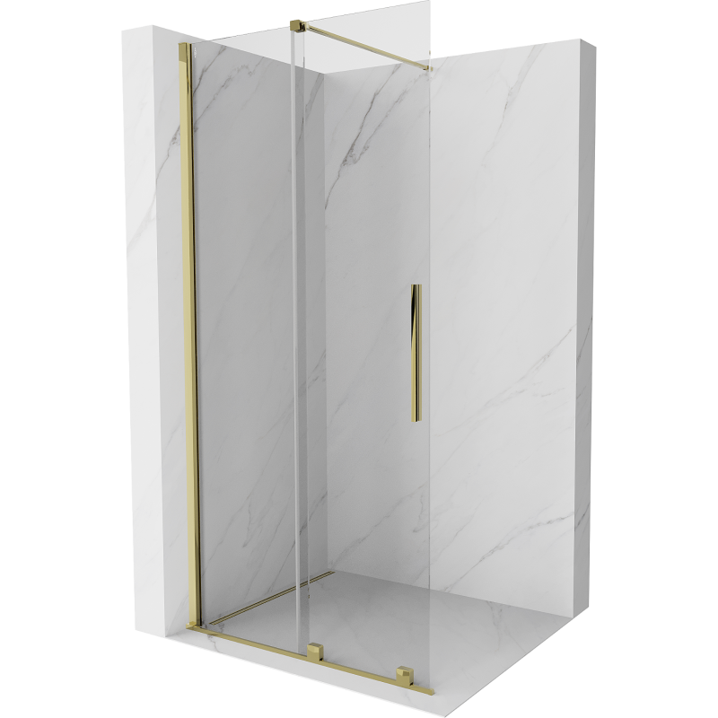 Mexen Velar ścianka prysznicowa rozsuwana Walk-in 75 x 200 cm, transparent 8 mm, złota - 871-075-000-03-50