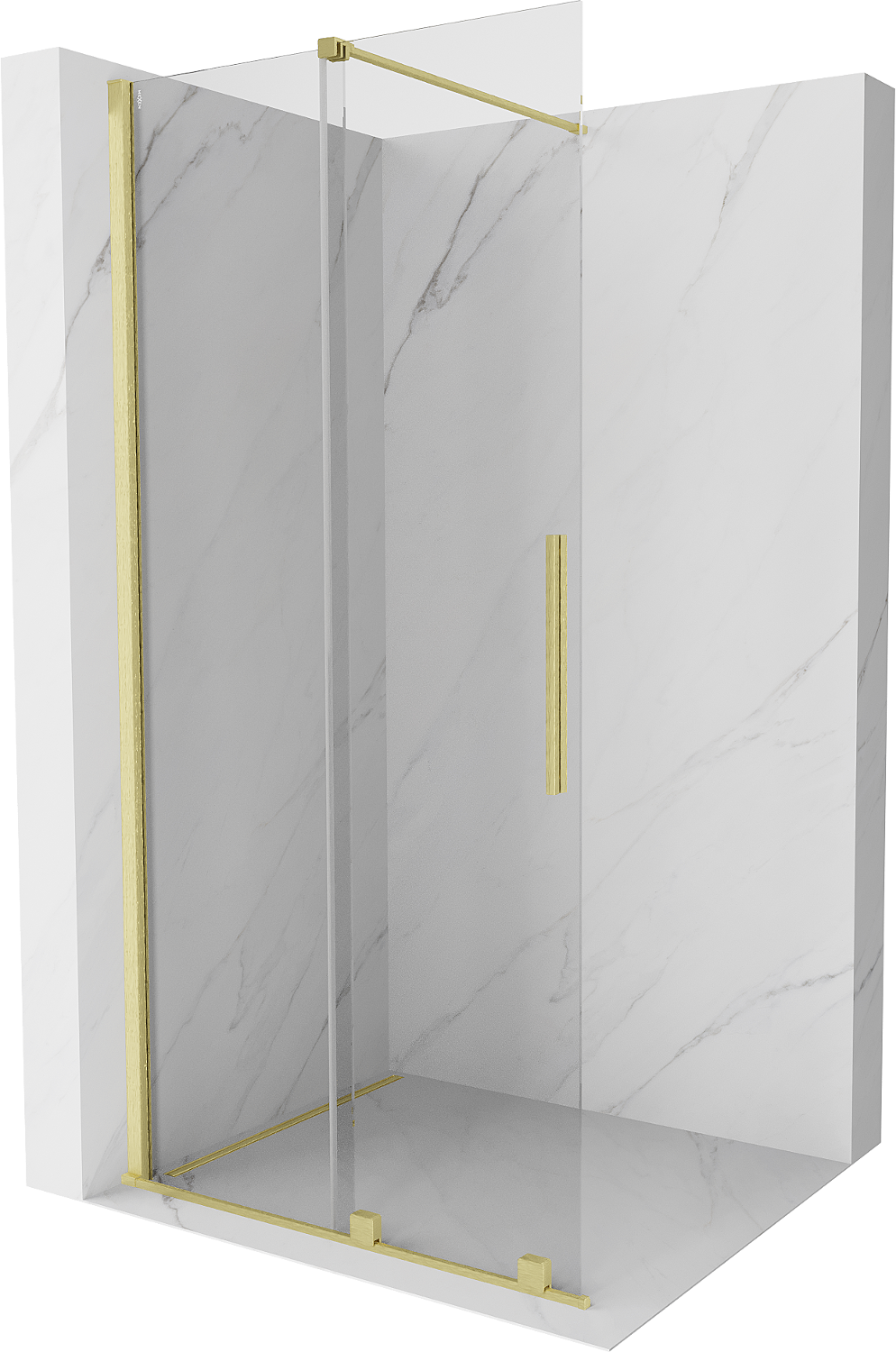 Mexen Velar ścianka prysznicowa rozsuwana Walk-in 80 x 200 cm, transparent 8 mm, złota szczotkowana - 871-080-000-03-55