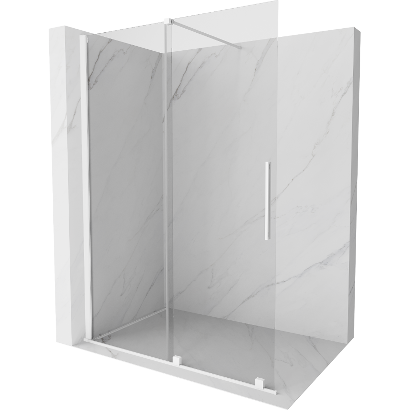 Mexen Velar ścianka prysznicowa rozsuwana Walk-in 130 x 200 cm, transparent 8 mm, biała - 871-130-000-03-20