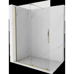 Mexen Velar ścianka prysznicowa rozsuwana Walk-in 140 x 200 cm, transparent 8 mm, złota - 871-140-000-03-50