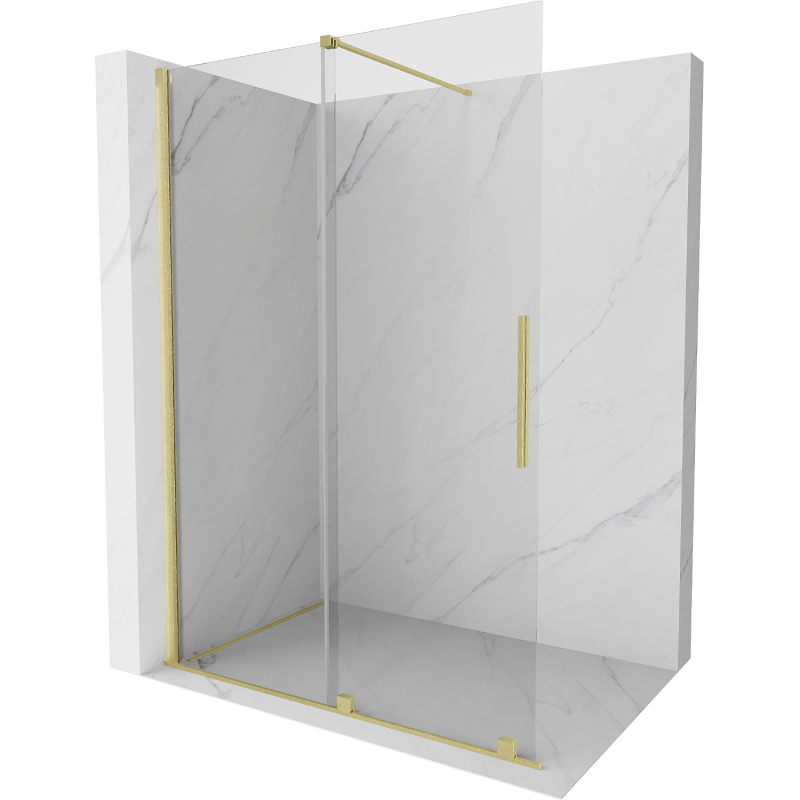 Mexen Velar ścianka prysznicowa rozsuwana Walk-in 140 x 200 cm, transparent 8 mm, złota szczotkowana - 871-140-000-03-55