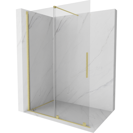 Mexen Velar ścianka prysznicowa rozsuwana Walk-in 150 x 200 cm, transparent 8 mm, złota szczotkowana - 871-150-000-03-55