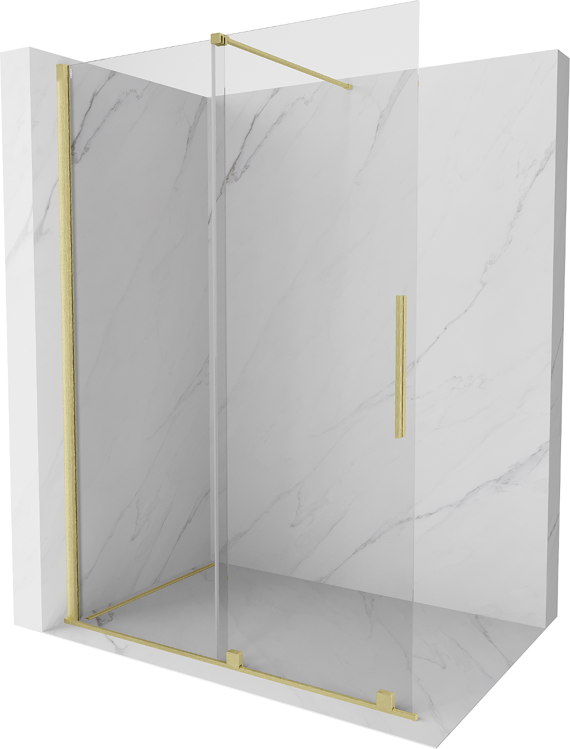 Mexen Velar ścianka prysznicowa rozsuwana Walk-in 150 x 200 cm, transparent 8 mm, złota szczotkowana - 871-150-000-03-55
