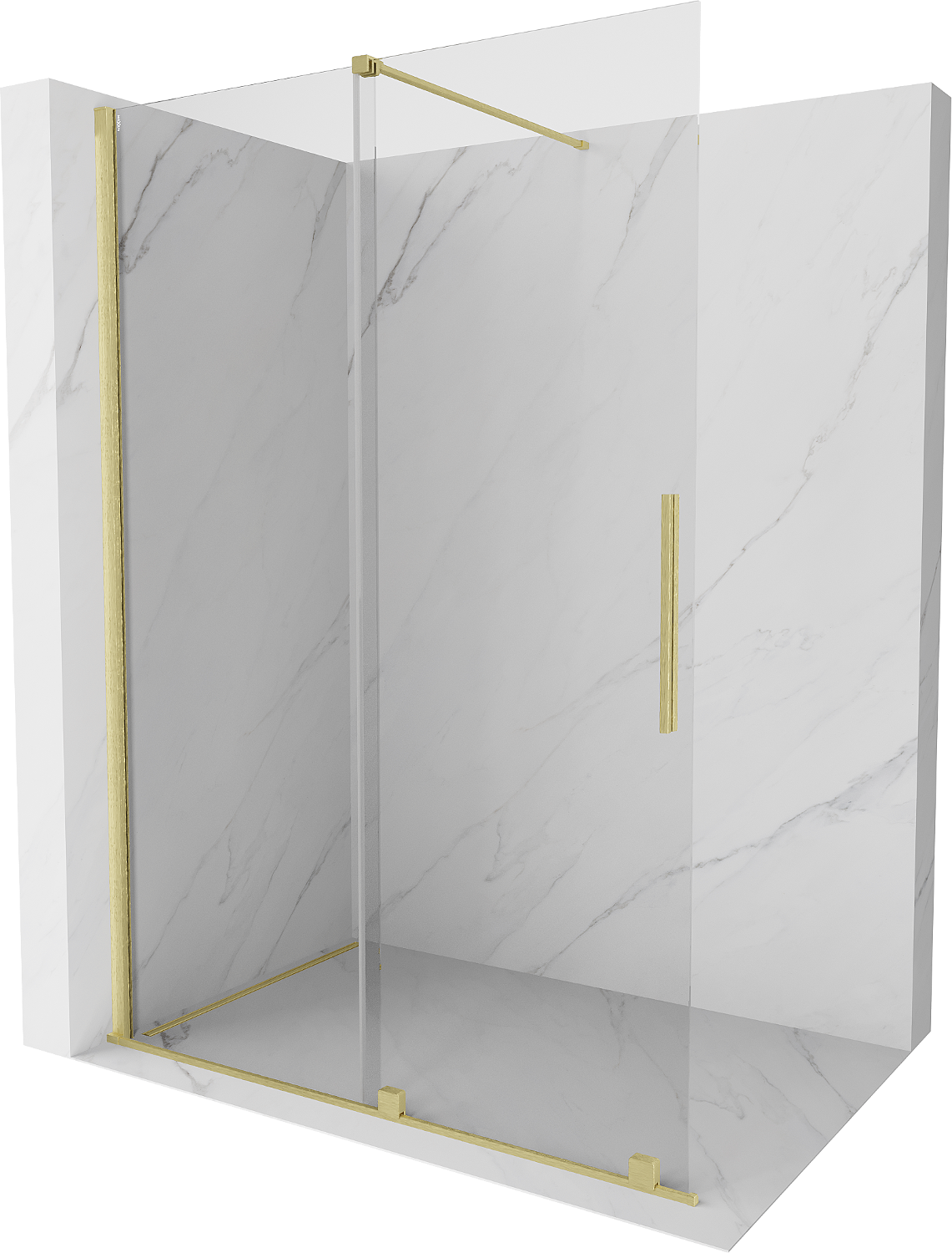 Mexen Velar ścianka prysznicowa rozsuwana Walk-in 160 x 200 cm, transparent 8 mm, złota szczotkowana - 871-160-000-03-55