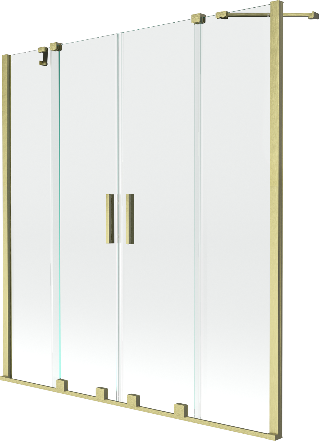 Mexen Velar Duo parawan nawannowy 2-skrzydłowy rozsuwany 150 x 150 cm, transparent, złoty szczotkowany - 896-150-000-02-55