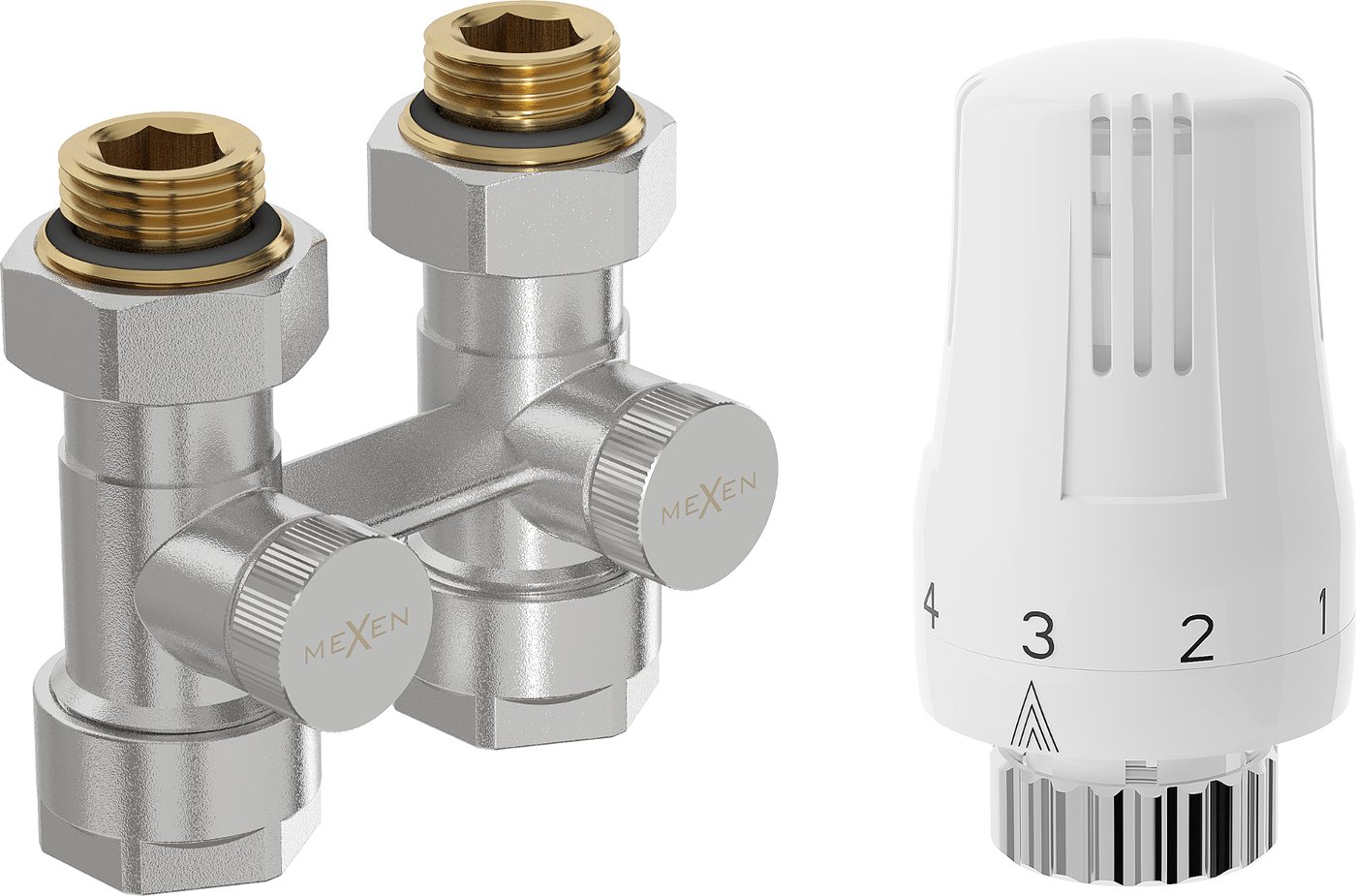 Mexen G01 zestaw termostatyczny dwururowy DN50, prosty 1/2"x16 mm, nikiel - W912-016-918-01