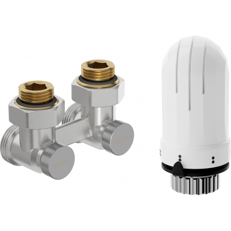 Mexen G03 zestaw termostatyczny dwururowy DN50, kątowy 1/2"x3/4", nikiel - W911-012-938-01