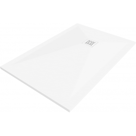 Mexen Stone+ brodzik kompozytowy prostokątny 100 x 70 cm, biały, maskownica biała - 44107010-W