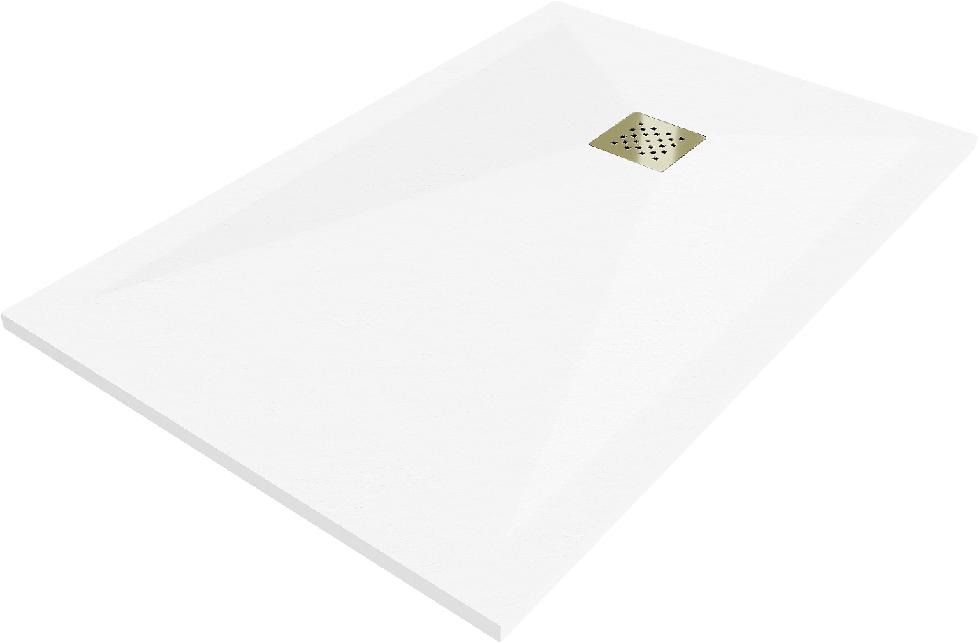 Mexen Stone+ brodzik kompozytowy prostokątny 100 x 90 cm, biały, maskownica złota - 44109010-G
