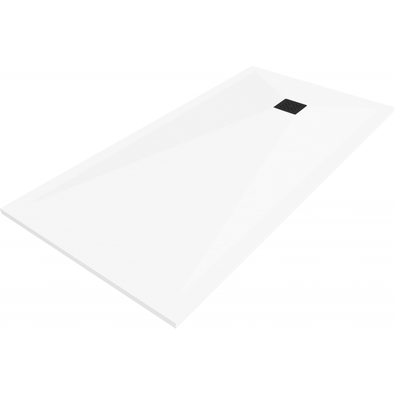 Mexen Stone+ brodzik kompozytowy prostokątny 200 x 100 cm, biały, maskownica czarna - 44101020-B