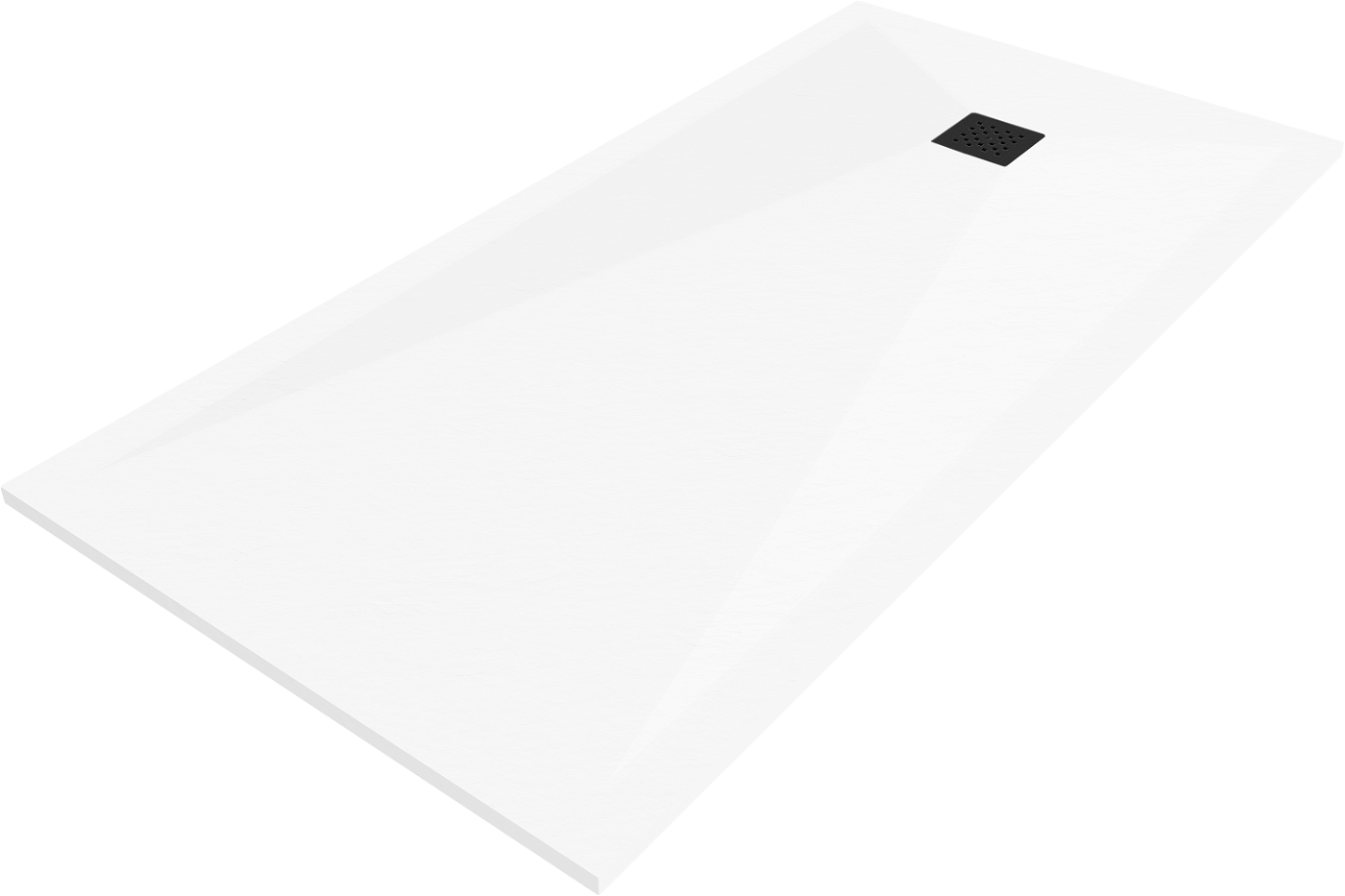 Mexen Stone+ brodzik kompozytowy prostokątny 200 x 100 cm, biały, maskownica czarna - 44101020-B