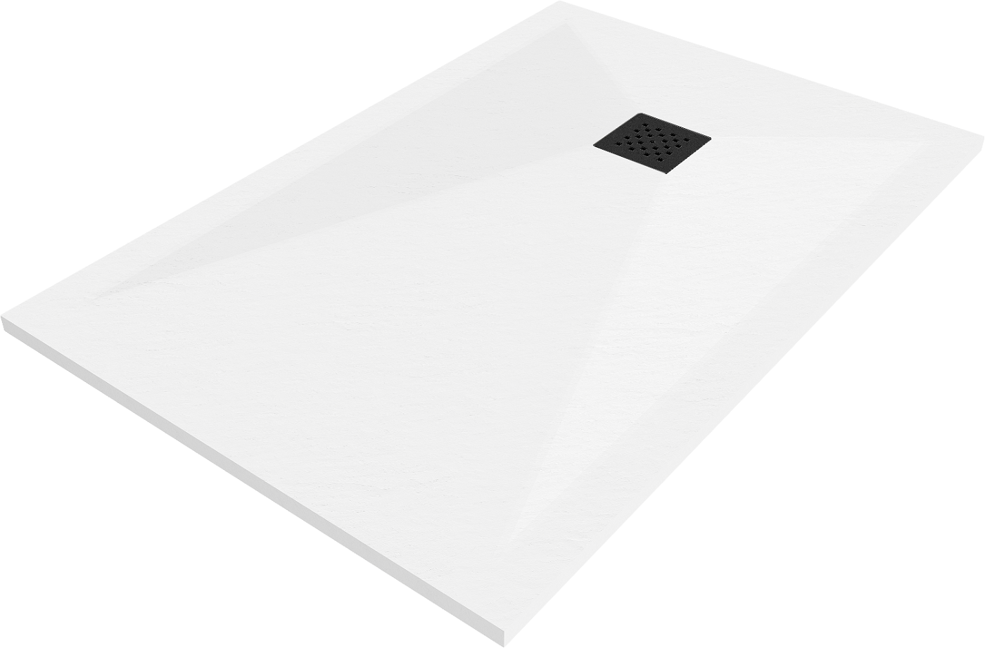 Mexen Stone+ brodzik kompozytowy prostokątny 100 x 70 cm, biały, maskownica czarna - 44107010-B