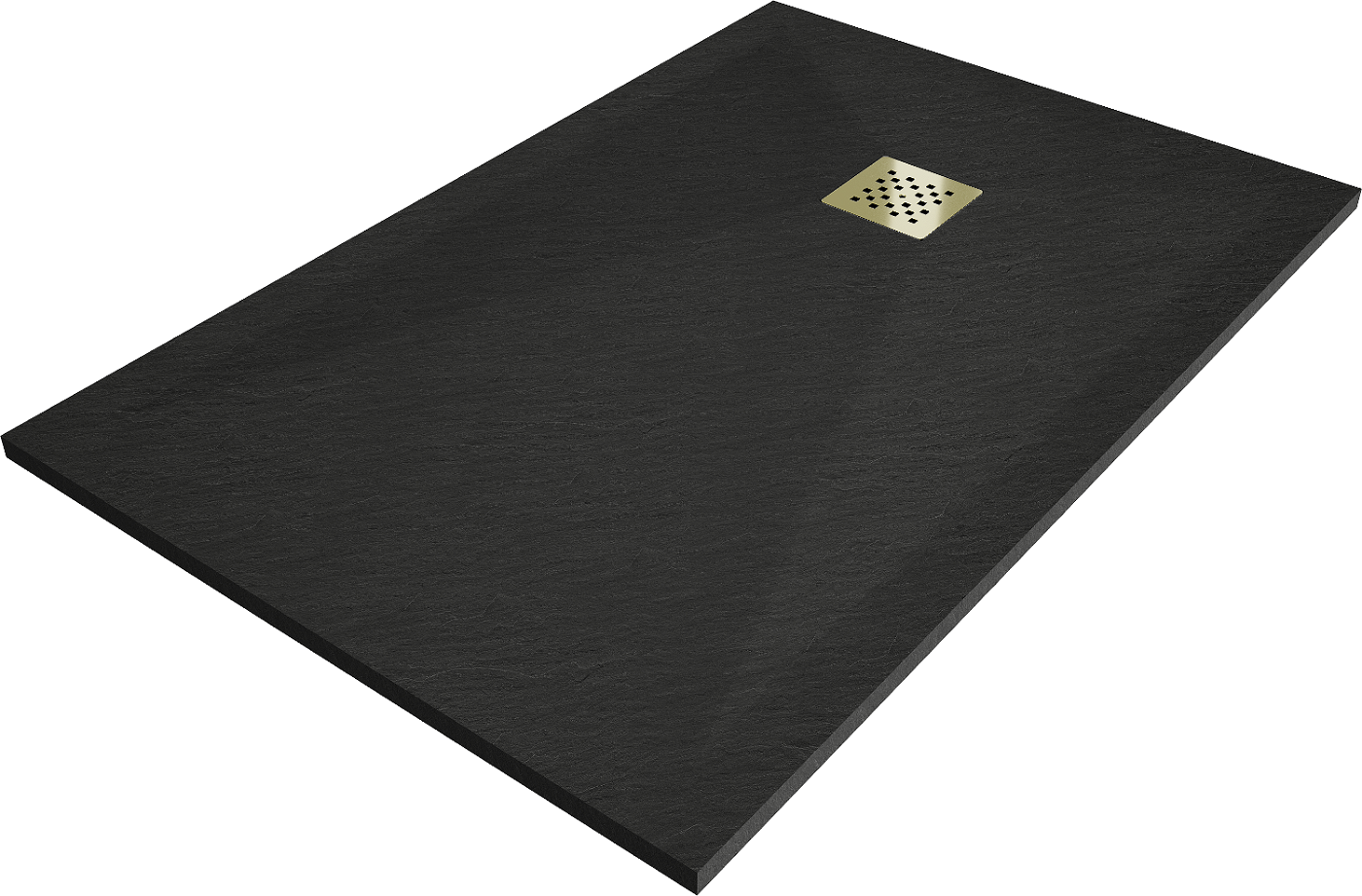 Mexen Stone+ brodzik kompozytowy prostokątny 120 x 70 cm, czarny, maskownica złota - 44707012-G