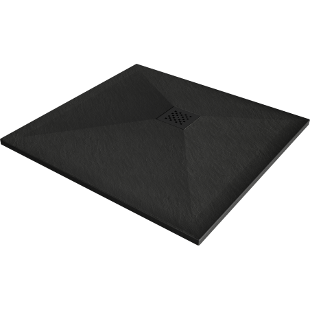 Mexen Stone+ brodzik kompozytowy kwadratowy 90 x 90 cm, czarny, maskownica czarna - 44709090-B