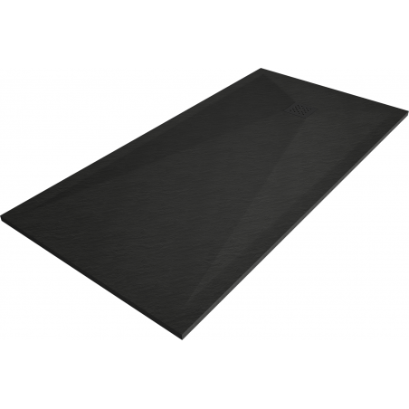 Mexen Stone+ brodzik kompozytowy prostokątny 160 x 90 cm, czarny, maskownica czarna - 44709016-B