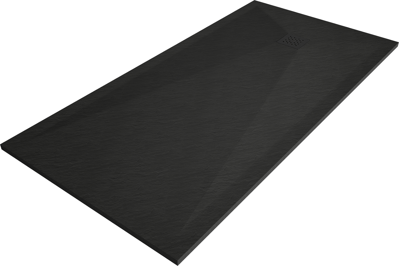 Mexen Stone+ brodzik kompozytowy prostokątny 180 x 80 cm, czarny, maskownica czarna - 44708018-B