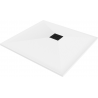 Mexen Stone+ brodzik kompozytowy kwadratowy 80 x 80 cm, biały, maskownica czarna - 44108080-B