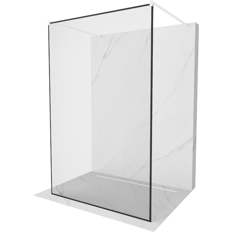 Mexen Kioto ścianka prysznicowa wolnostojąca 160 x 200 cm, czarny wzór 8 mm, biała - 800-160-002-20-70
