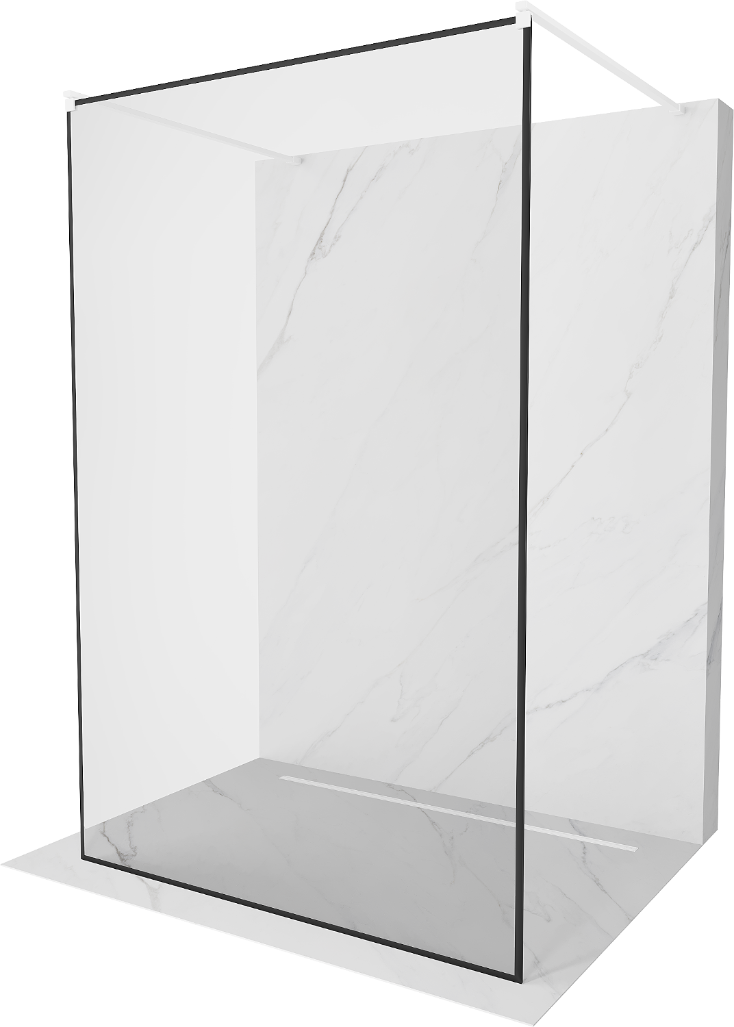 Mexen Kioto ścianka prysznicowa wolnostojąca 160 x 200 cm, czarny wzór 8 mm, biała - 800-160-002-20-70