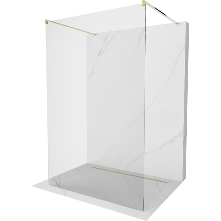Mexen Kioto ścianka prysznicowa wolnostojąca 135 x 200 cm, transparent 8 mm, złota - 800-135-002-50-00
