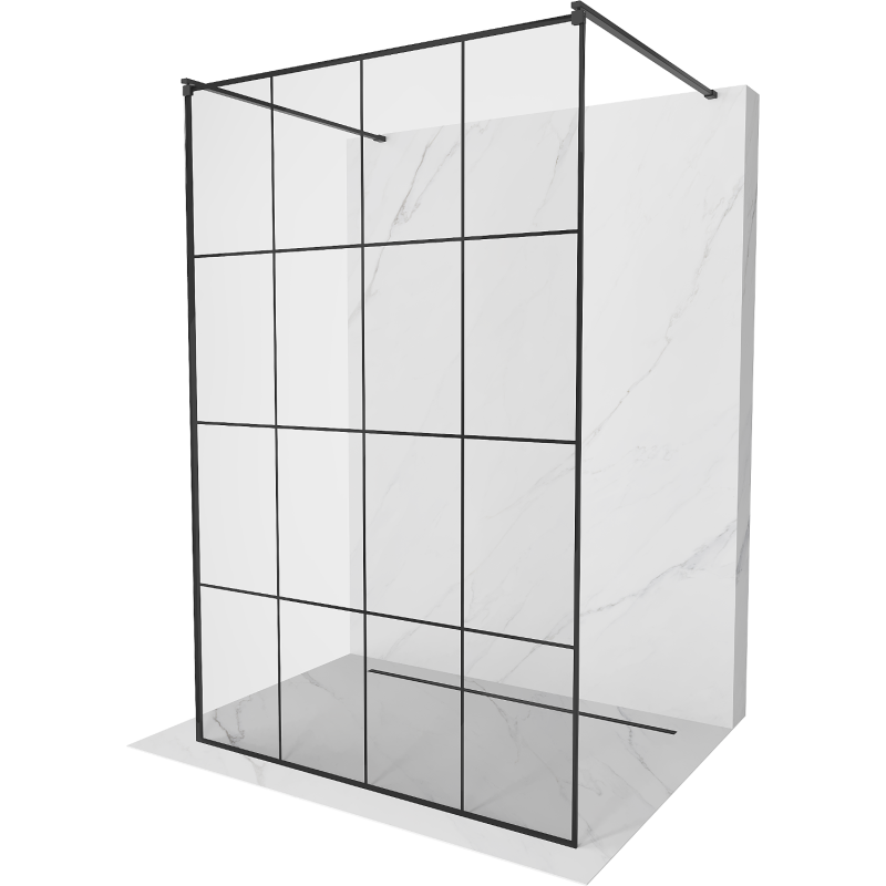Mexen Kioto ścianka prysznicowa wolnostojąca 150 x 200 cm, czarny wzór 8 mm, czarna - 800-150-002-70-77