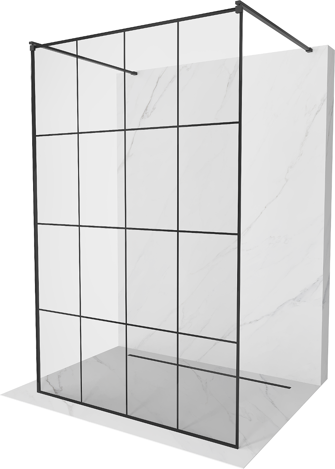 Mexen Kioto ścianka prysznicowa wolnostojąca 150 x 200 cm, czarny wzór 8 mm, czarna - 800-150-002-70-77