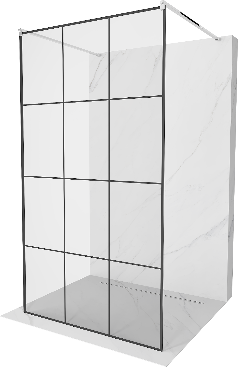 Mexen Kioto ścianka prysznicowa wolnostojąca 100 x 200 cm, czarny wzór 8 mm, chrom - 800-100-002-01-77