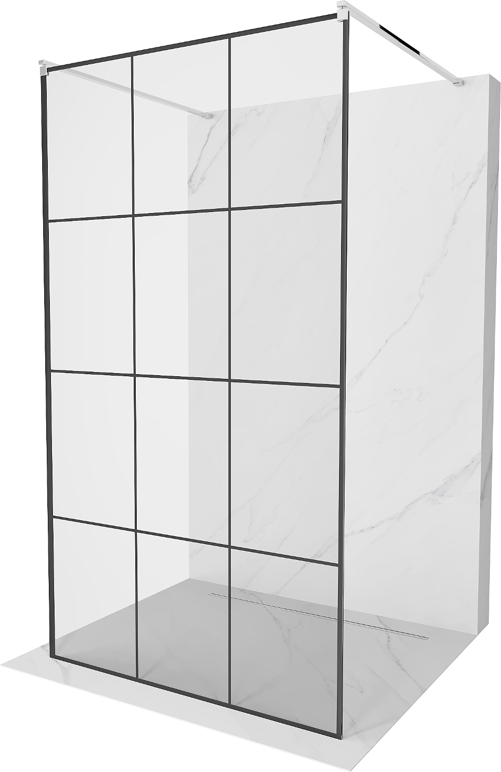 Mexen Kioto ścianka prysznicowa wolnostojąca 110 x 200 cm, czarny wzór 8 mm, chrom - 800-110-002-01-77
