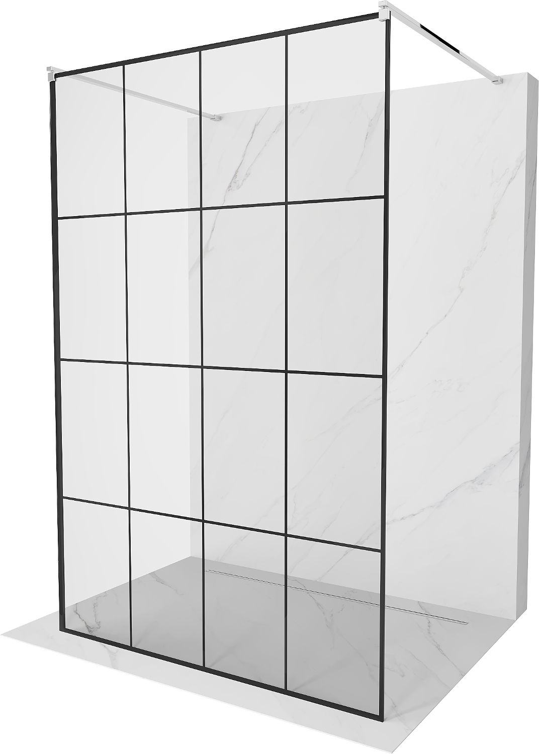 Mexen Kioto ścianka prysznicowa wolnostojąca 160 x 200 cm, czarny wzór 8 mm, chrom - 800-160-002-01-77