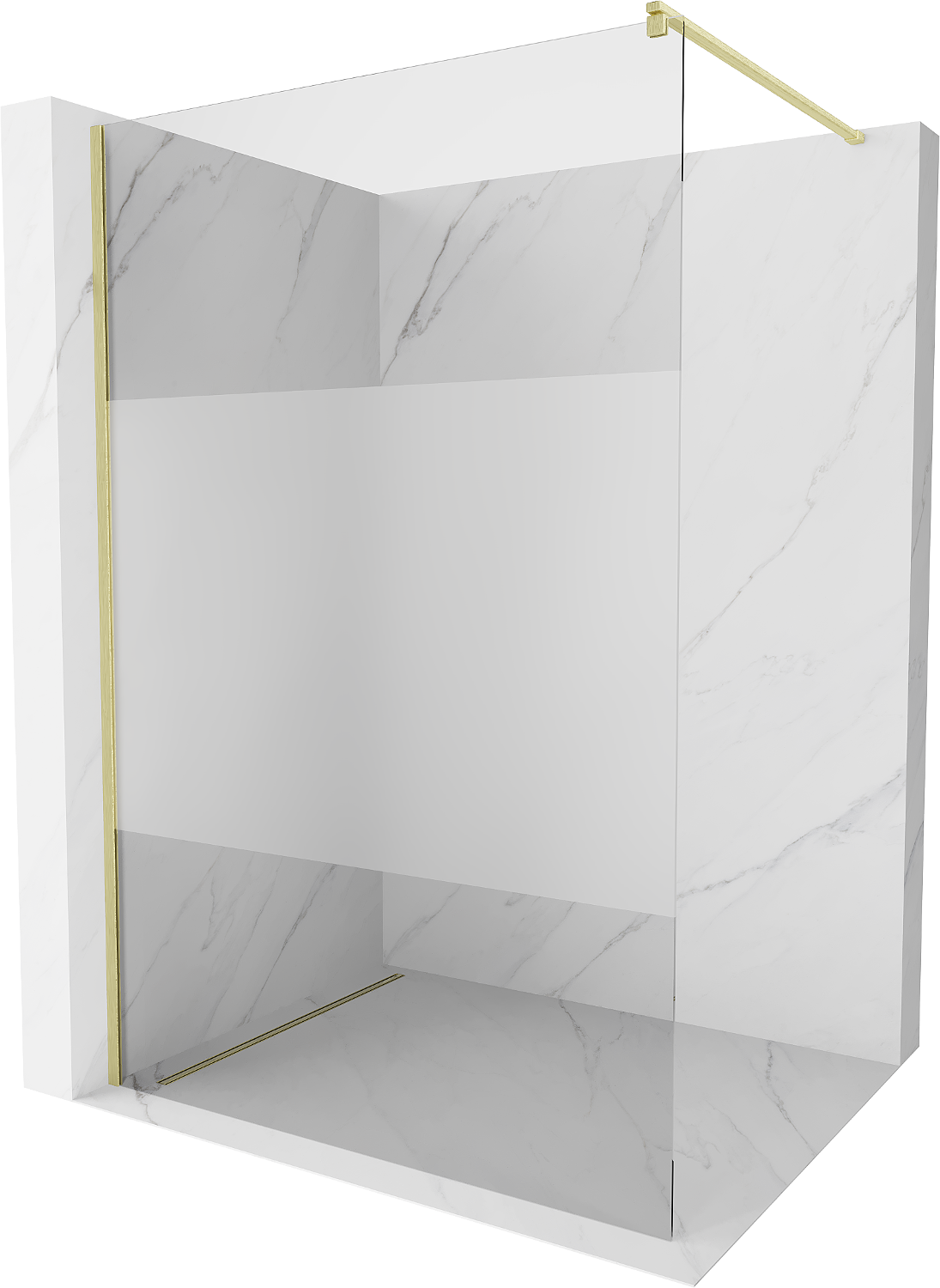 Mexen Kioto ścianka prysznicowa Walk-in 70 x 200 cm, transparent/szron 8 mm, złota szczotkowana - 800-070-101-55-35