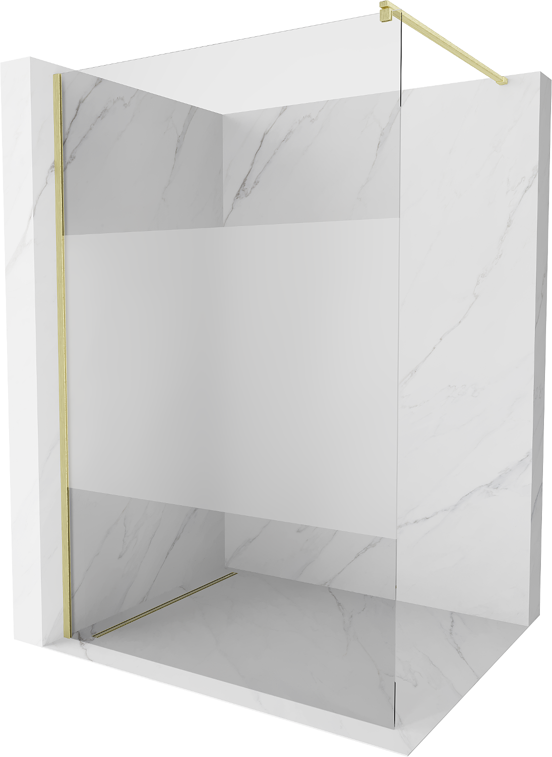Mexen Kioto ścianka prysznicowa Walk-in 90 x 200 cm, transparent/szron 8 mm, złota szczotkowana - 800-090-101-55-35