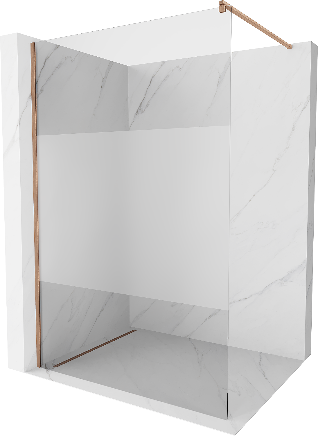 Mexen Kioto ścianka prysznicowa Walk-in 110 x 200 cm, transparent/szron 8 mm, miedź szczotkowana - 800-110-101-65-35