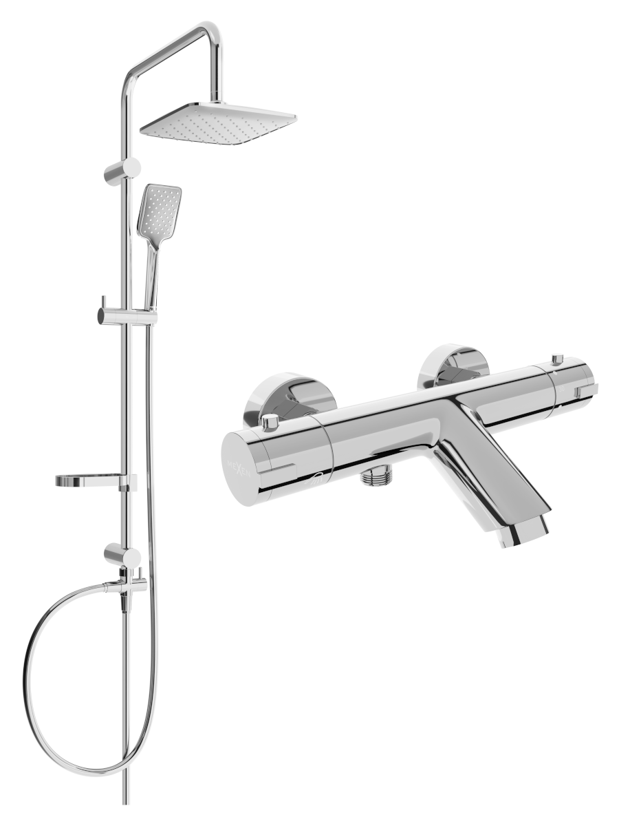 Mexen Sven zestaw wannowo-prysznicowy z deszczownicą i baterią wannową termostatyczną Kai, chrom - 77300262-00