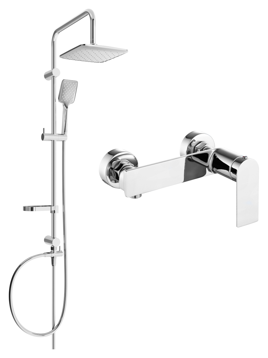 Mexen Sven zestaw prysznicowy natynkowy z deszczownicą i baterią prysznicową Zero, chrom -71140262-00