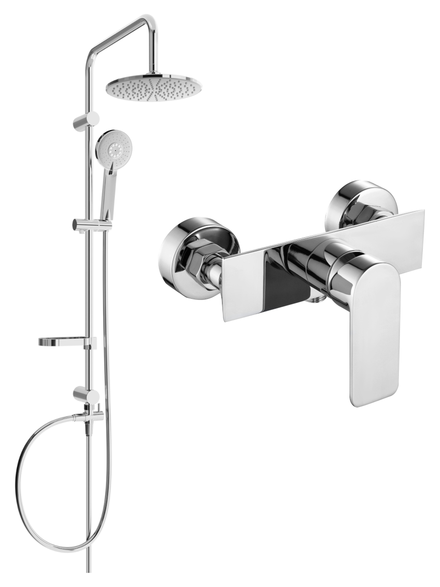 Mexen Carl zestaw prysznicowy natynkowy z deszczownicą i baterią prysznicową Alexa, chrom - 71240240-00