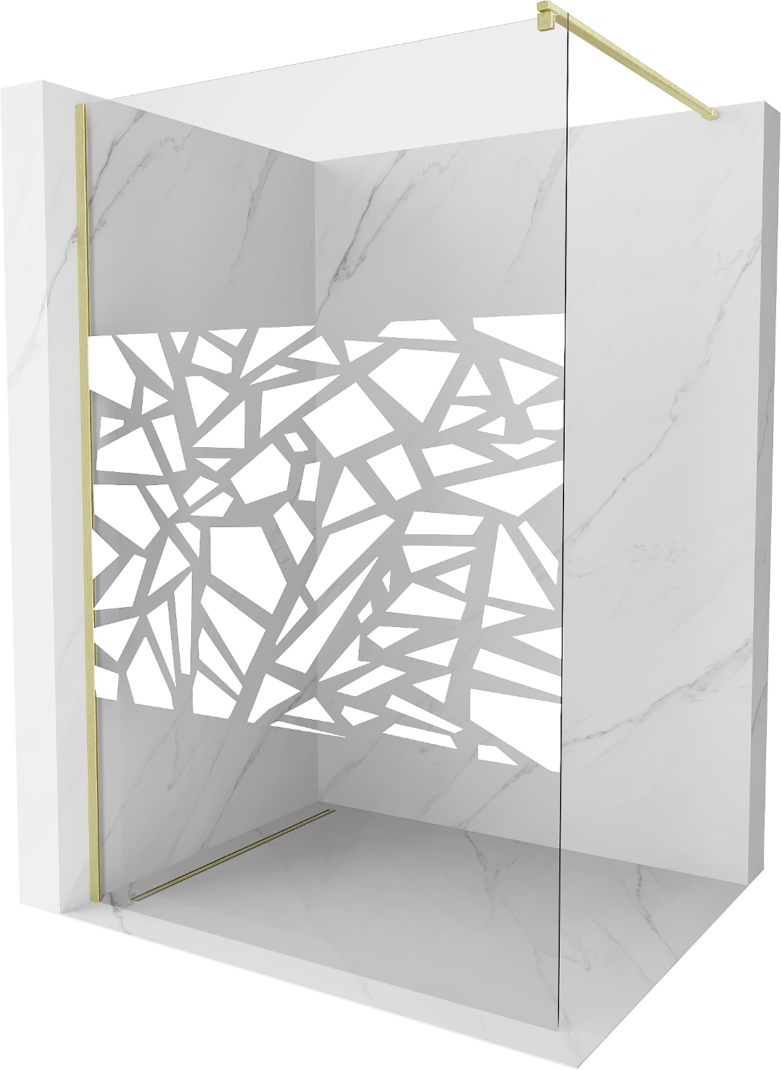 Mexen Kioto ścianka prysznicowa Walk-in 80 x 200 cm, biały wzór 8 mm, złota szczotkowana - 800-080-101-55-85