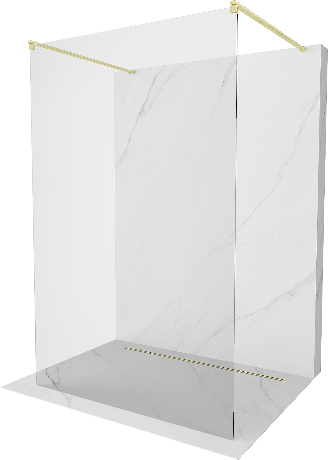 Mexen Kioto ścianka prysznicowa wolnostojąca 155 x 200 cm, transparent 8 mm, złota szczotkowana - 800-155-002-55-00