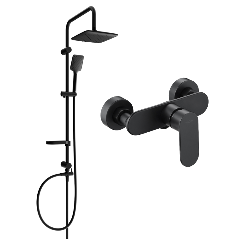 Mexen Sven zestaw prysznicowy natynkowy z deszczownicą i baterią prysznicową Milo, czarny - 71340262-70