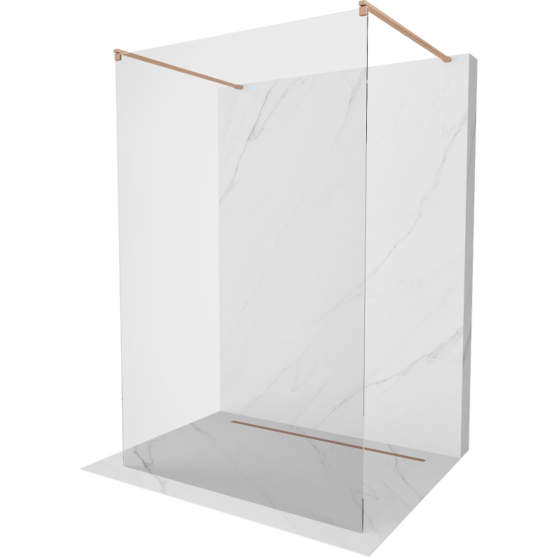 Mexen Kioto ścianka prysznicowa wolnostojąca 140 x 200 cm, transparent 8 mm, miedź szczotkowana - 800-140-002-65-00