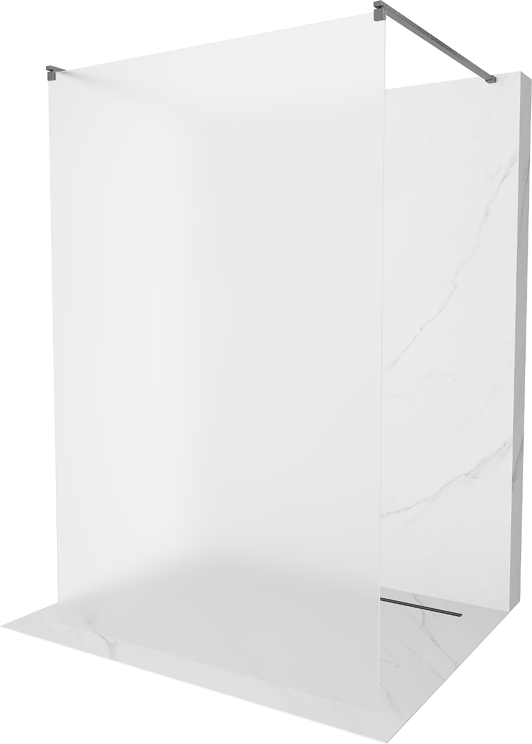 Mexen Kioto ścianka prysznicowa wolnostojąca 110 x 200 cm, szron 8 mm, gun gray szczotkowany - 800-110-002-66-30