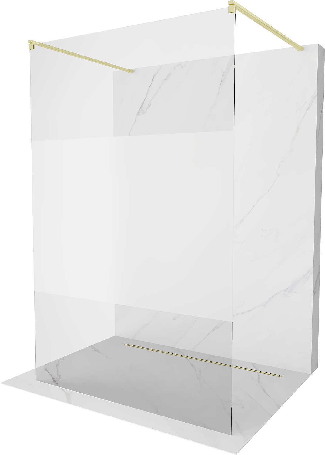 Mexen Kioto ścianka prysznicowa wolnostojąca 140 x 200 cm, transparent/szron 8 mm, złota szczotkowana - 800-140-002-55-35