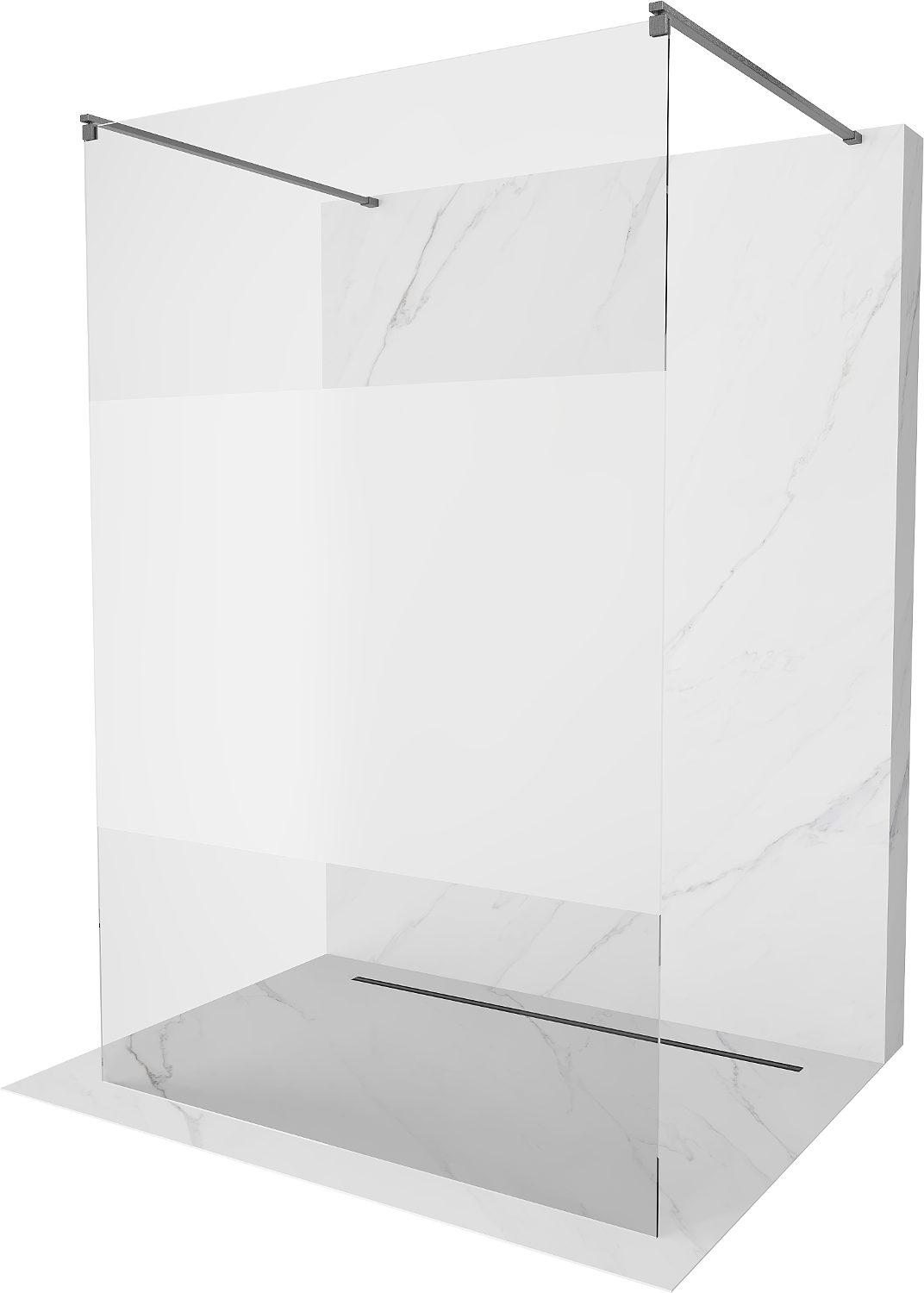 Mexen Kioto ścianka prysznicowa wolnostojąca 140 x 200 cm, transparent/szron 8 mm, gun gray szczotkowany - 800-140-002-66-35