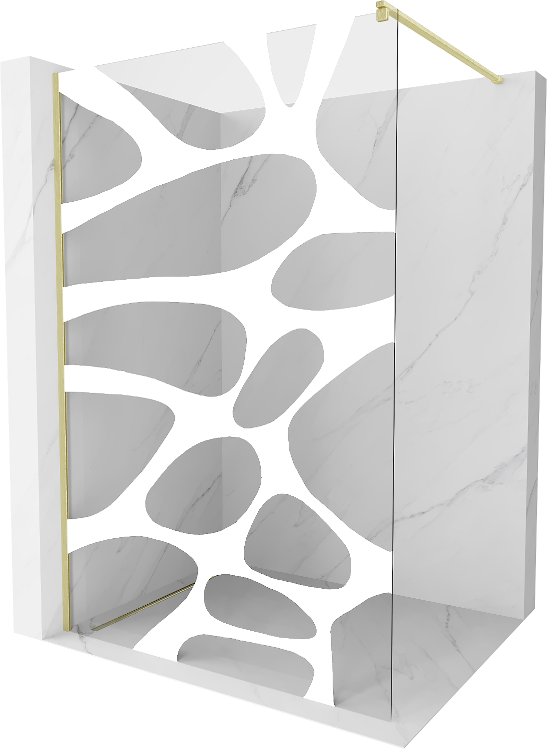 Mexen Kioto ścianka prysznicowa Walk-in 100 x 200 cm, biały wzór 8 mm, złota szczotkowana - 800-100-101-55-97