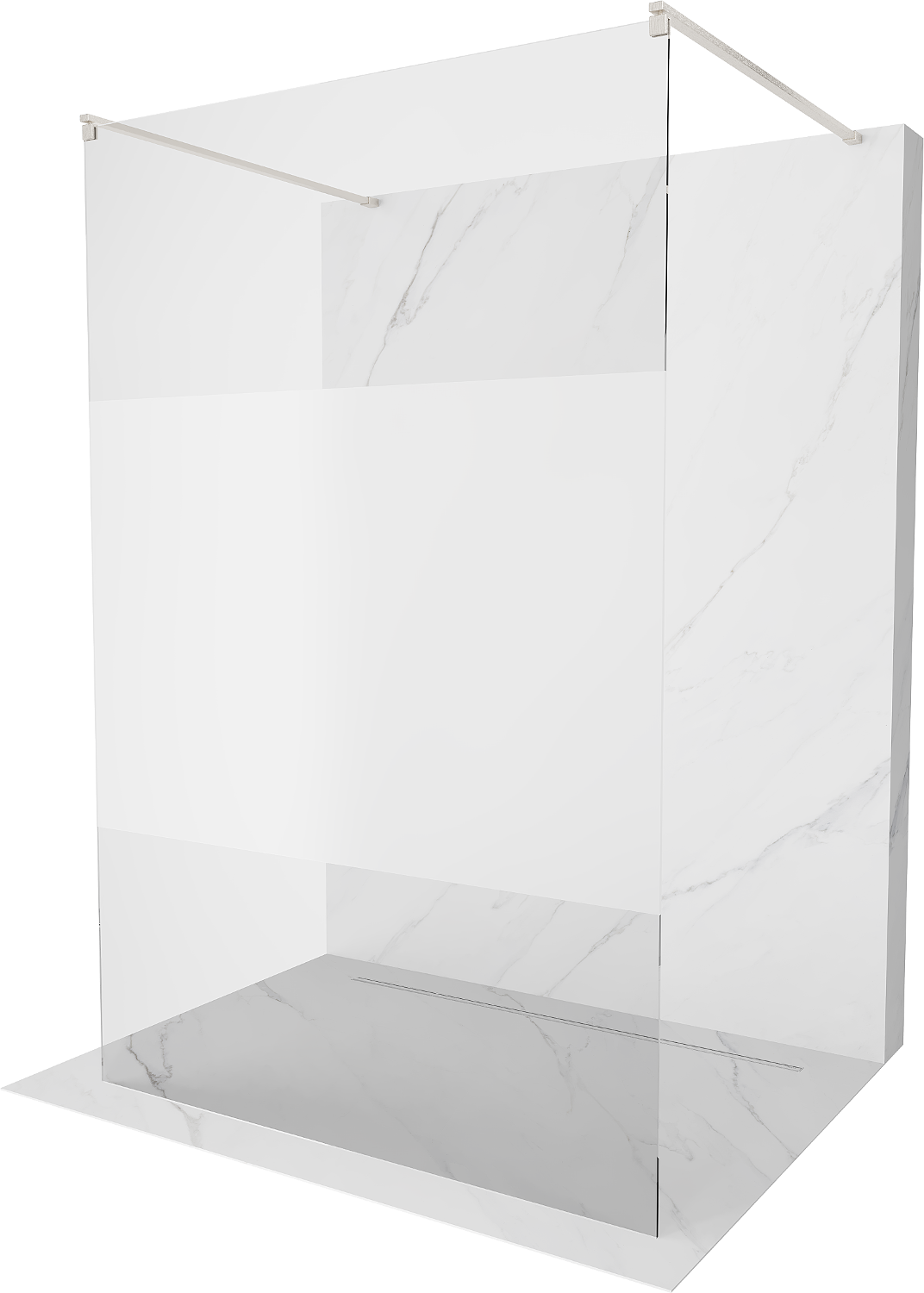 Mexen Kioto ścianka prysznicowa wolnostojąca 100 x 200 cm, transparent/szron 8 mm, nikiel szczotkowany - 800-100-002-97-35