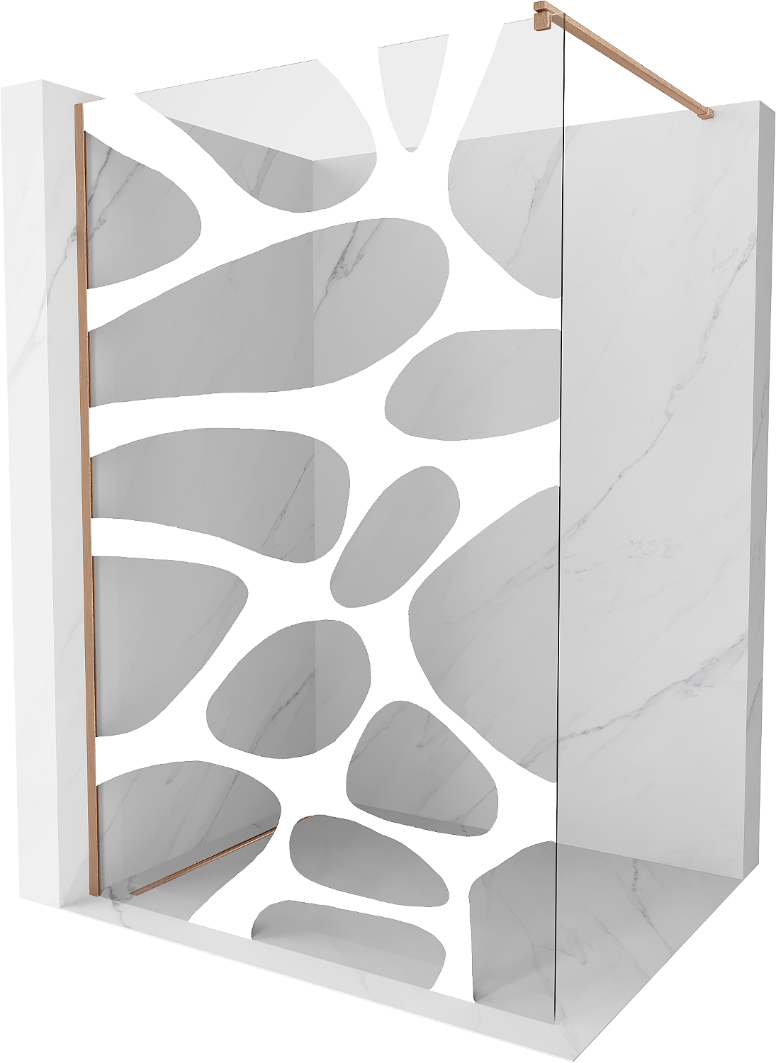 Mexen Kioto ścianka prysznicowa Walk-in 70 x 200 cm, biały wzór 8 mm, miedź szczotkowana - 800-070-101-65-97